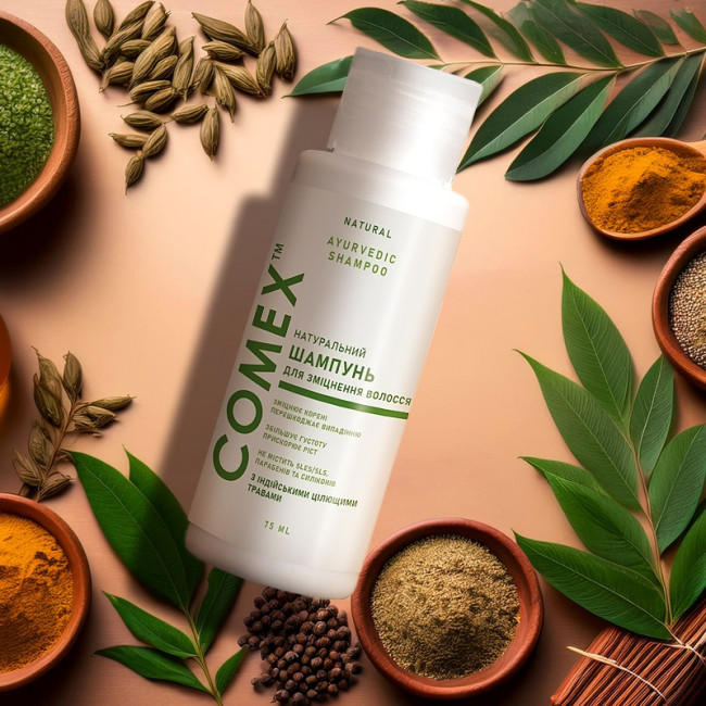 Натуральный шампунь из индийских трав для укрепления волос, ТМ Comex 75 ml, фото 3 Натуральный шампунь из индийских трав для укрепления волос, ТМ Comex 75 ml, фото 3